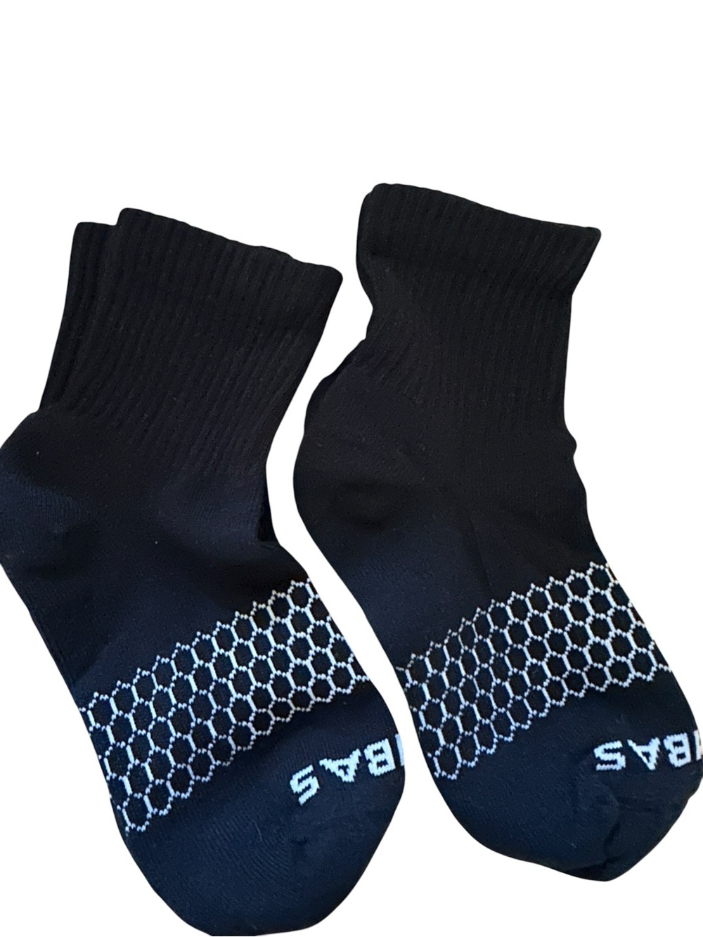 Bombas Hex Tec Performance Quarter Socks Black White Athletic Running